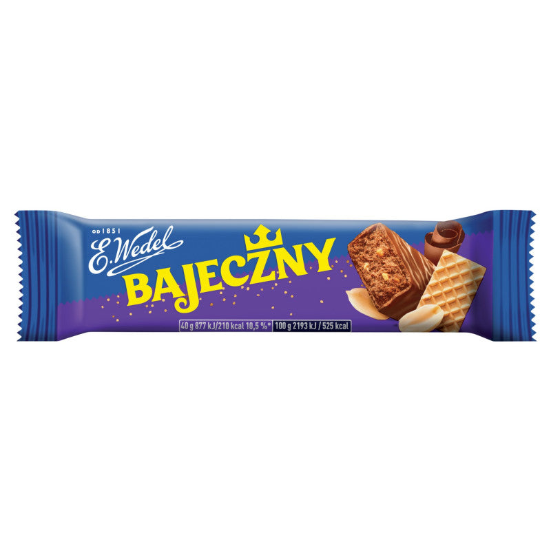 E. Wedel Bajeczny Baton orzechowy arachidowy z dodatkiem wafelków w mlecznej czekoladzie 40 g