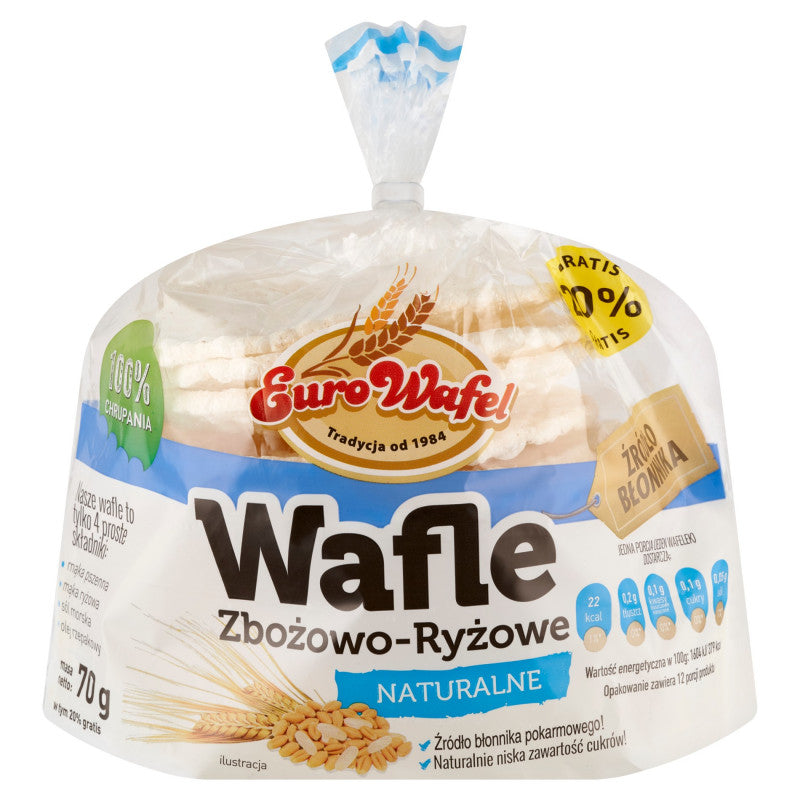 Eurowafel Wafle zbożowo-ryżowe naturalne 70 g