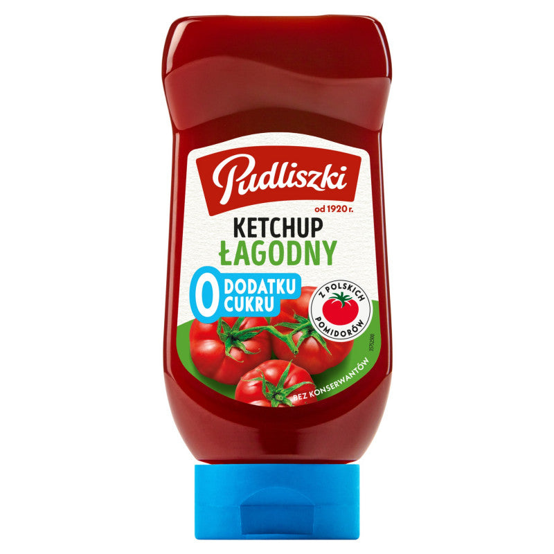 Pudliszki Ketchup łagodny 0 dodatku cukru 440 g