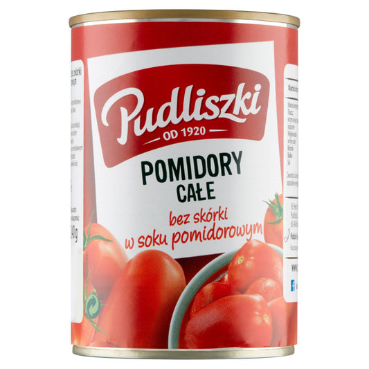 Pudliszki Pomidory całe bez skórki w soku pomidorowym 400 g